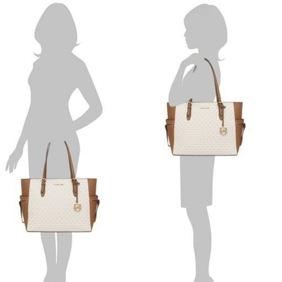 MICHAEL KORS GILLY LARGE DRAWSTRING SHOULDER TOTE VANILLA SIGNATURE COLOR NWT - Picture 13 of 13